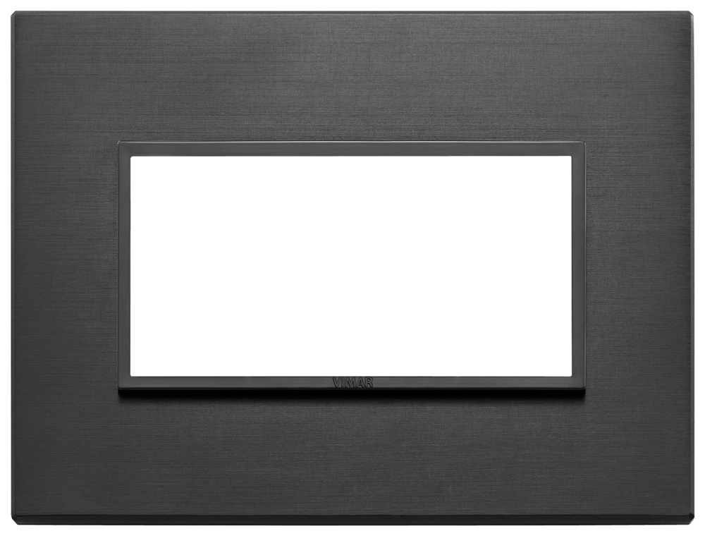 Placca 4 moduli alluminio nero totale per installazioni elettriche interne