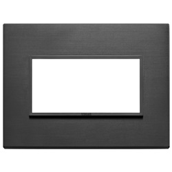 Placca 4 moduli alluminio nero totale per installazioni elettriche interne