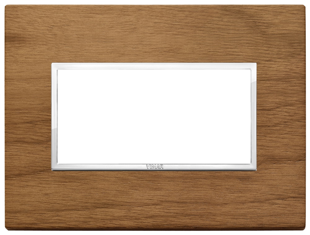 Placca 4 moduli legno naturale noce italiano per installazioni elettriche