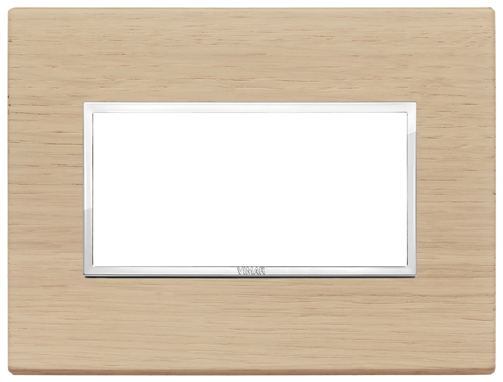 Placca 4 moduli rovere sbiancato legno naturale per installazioni elettriche