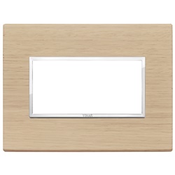 Placca 4 moduli rovere sbiancato legno naturale per installazioni elettriche