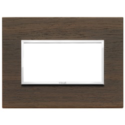 Placca 4 moduli legno naturale wengé per installazioni elettriche interne