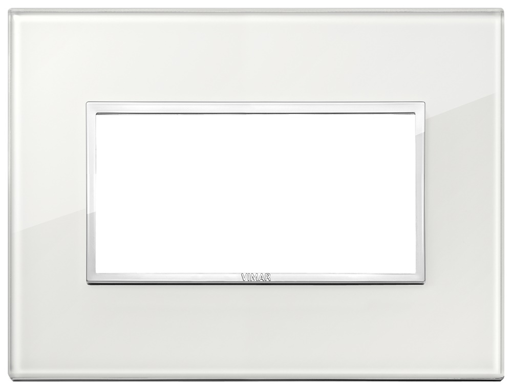 Placca 4 moduli cristallo bianco diamante per installazioni elettriche moderne