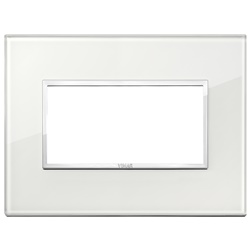 Placca 4 moduli cristallo bianco diamante per installazioni elettriche moderne