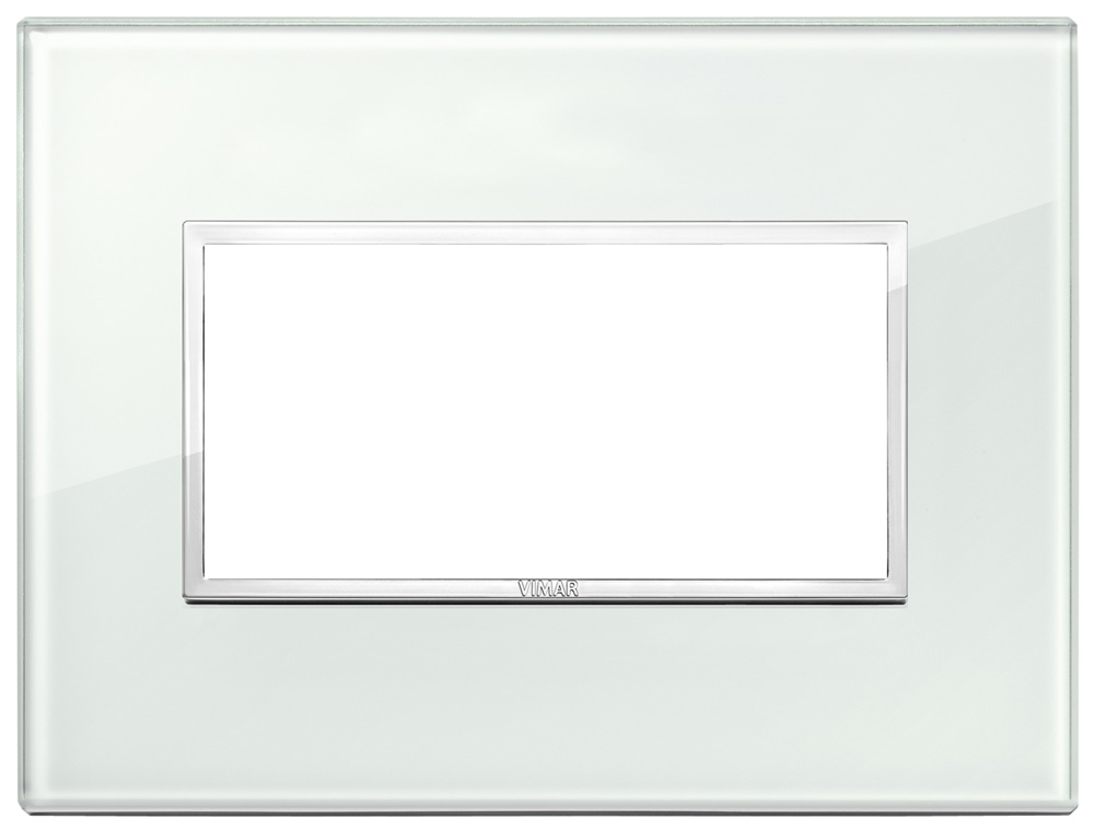 Placca 4 moduli cristallo effetto acqua per installazioni elettriche