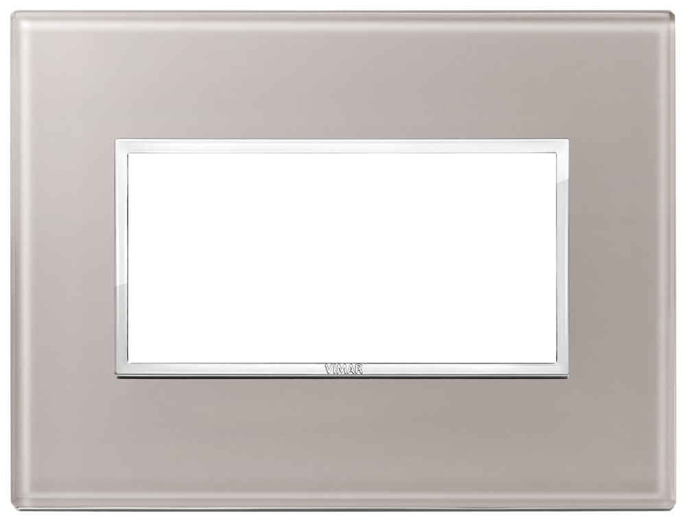 Placca 4 moduli cristallo grigio perla per installazioni elettriche