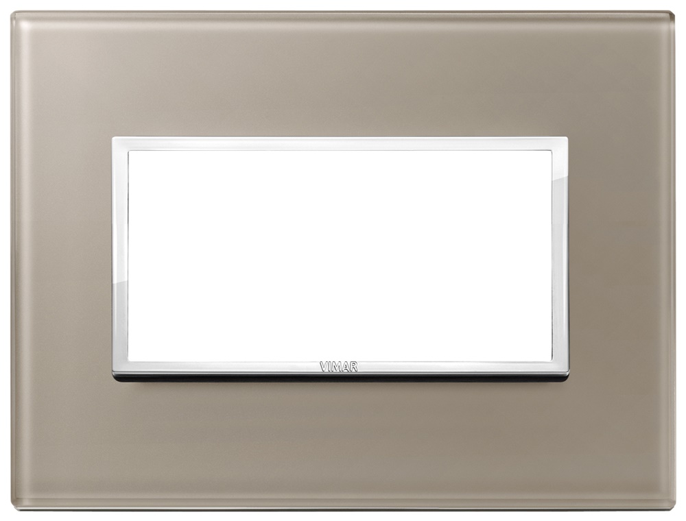 Placca 4 moduli cristallo opale bruno per impianti elettrici