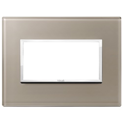 Placca 4 moduli cristallo opale bruno per impianti elettrici