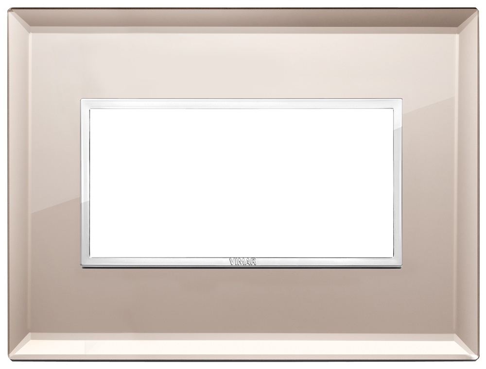 Placca 4 moduli cristallo specchio bronzato design moderno installazione parete