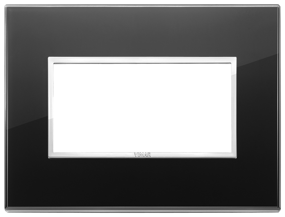 Placca 4 moduli cristallo nero diamante per installazioni elettriche design moderno