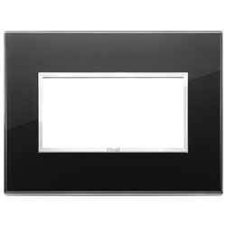 Placca 4 moduli cristallo nero diamante per installazioni elettriche design moderno