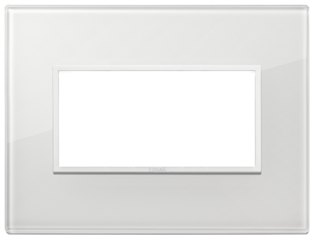 Placca 4 moduli cristallo bianco totale diamante per installazioni elettriche