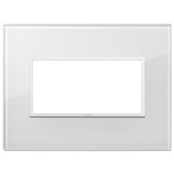Placca 4 moduli cristallo bianco totale diamante per installazioni elettriche