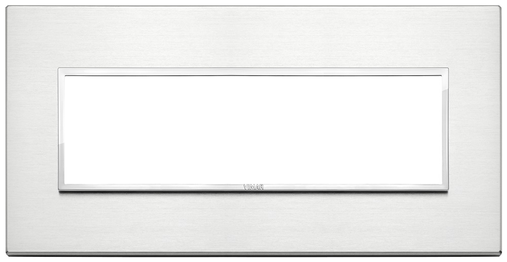 Placca 7 moduli alluminio brillante per installazioni elettriche standard