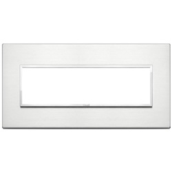 Placca 7 moduli alluminio brillante per installazioni elettriche standard