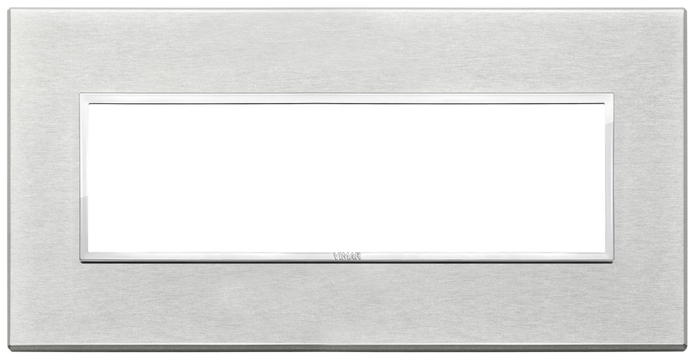 Placca 7 moduli alluminio anodizzato grigio Next per installazioni elettriche