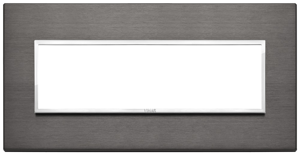 Placca 7 moduli alluminio anodizzato grigio lava per installazioni elettriche