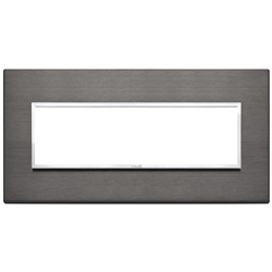 Placca 7 moduli alluminio anodizzato grigio lava per installazioni elettriche