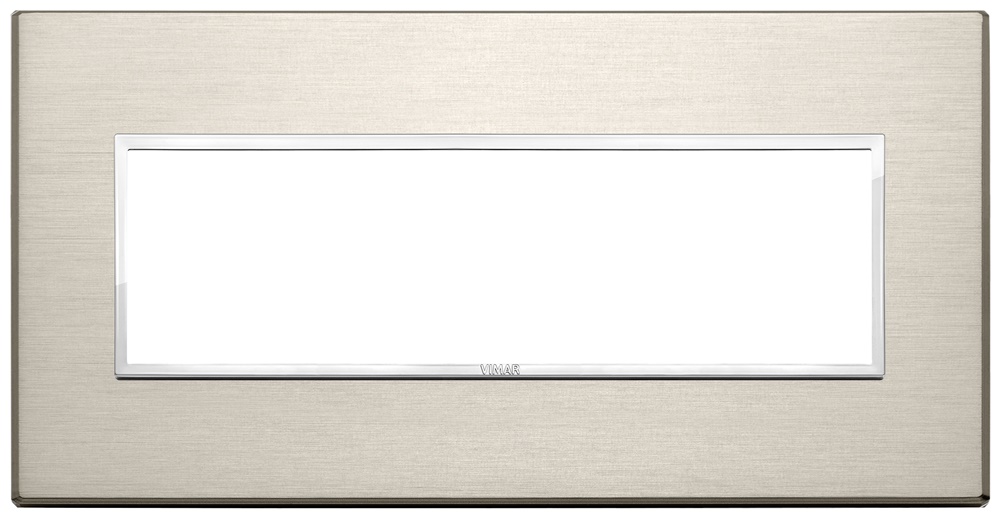 Placca 7 moduli alluminio anodizzato bronzo chiaro per impianti elettrici
