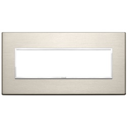 Placca 7 moduli alluminio anodizzato bronzo chiaro per impianti elettrici