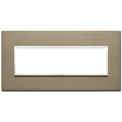 Placca 7 moduli alluminio anodizzato bronzo scuro per impianti elettrici