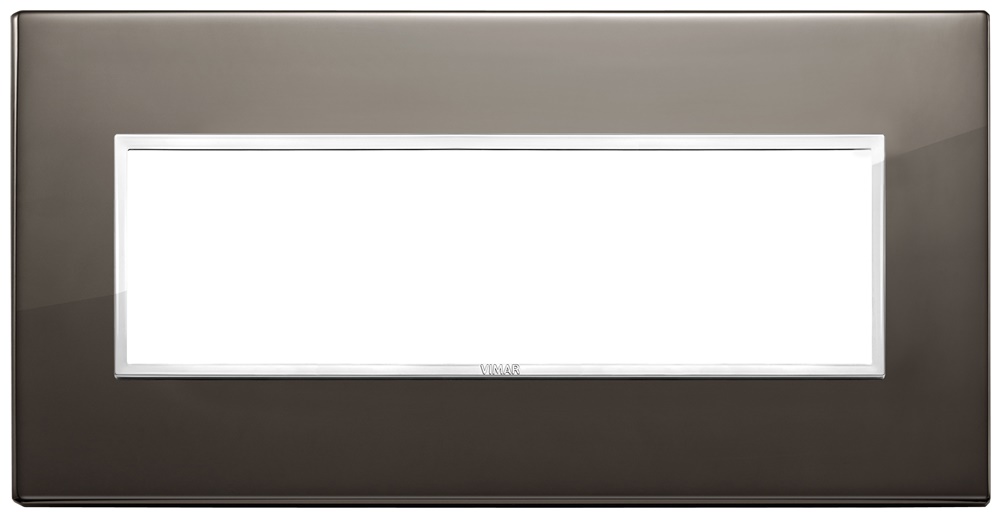 Placca 7 moduli alluminio nobilitato nero zaffiro per installazioni elettriche