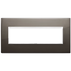 Placca 7 moduli alluminio nobilitato nero zaffiro per installazioni elettriche