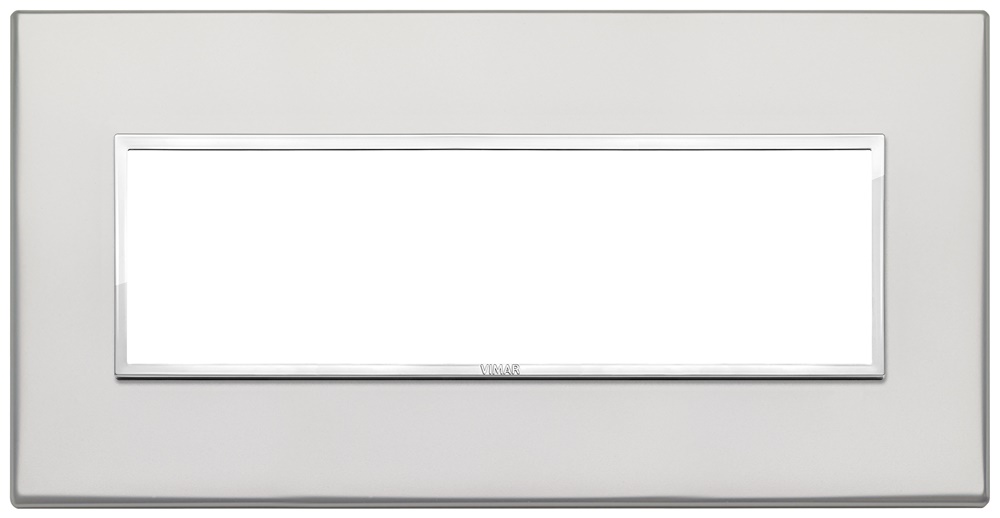 Placca 7 moduli alluminio nobilitato argento per installazioni elettriche