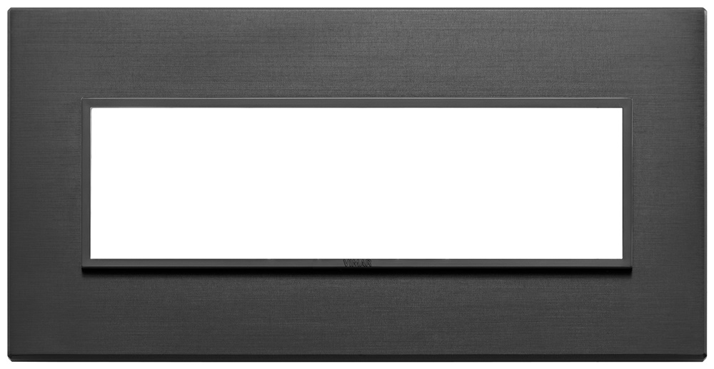 Placca 7 moduli alluminio nero totale per installazioni elettriche