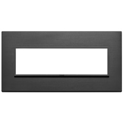 Placca 7 moduli alluminio nero totale per installazioni elettriche