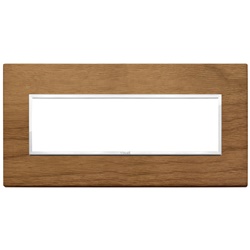 Placca 7 moduli legno naturale noce italiano design elegante per installazioni elettriche