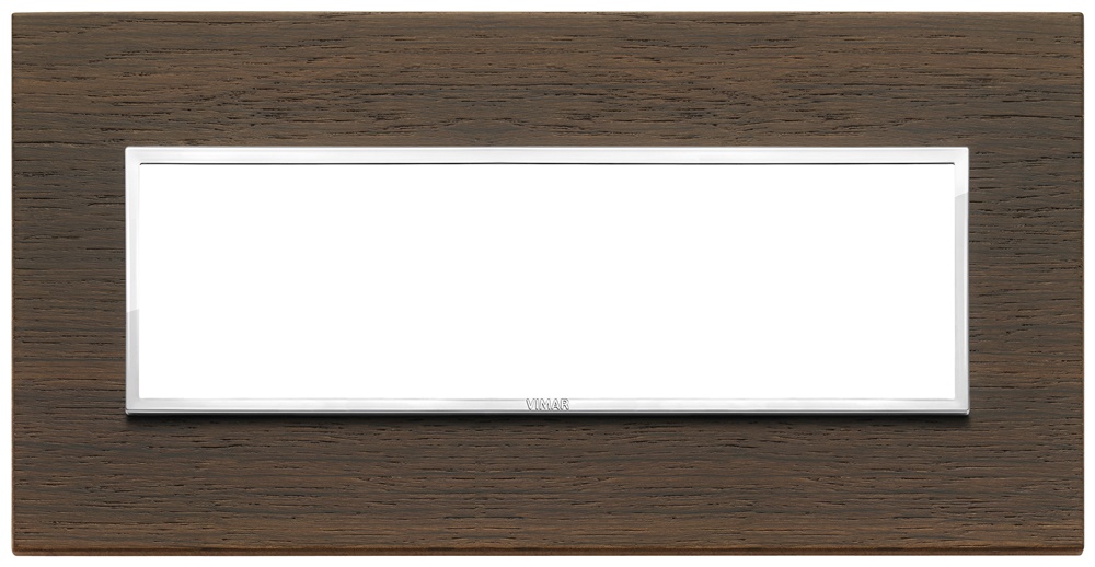 Placca 7 moduli legno naturale wengé per installazioni elettriche interne