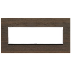 Placca 7 moduli legno naturale wengé per installazioni elettriche interne