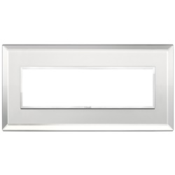 Placca 7 moduli cristallo argento ghiaccio design moderno per impianti elettrici