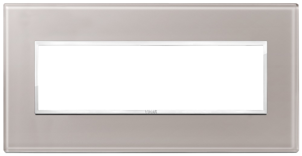 Placca 7 moduli cristallo grigio perla per impianti elettrici residenziali