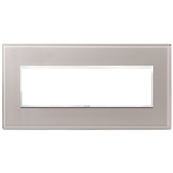 Placca 7 moduli cristallo grigio perla per impianti elettrici residenziali