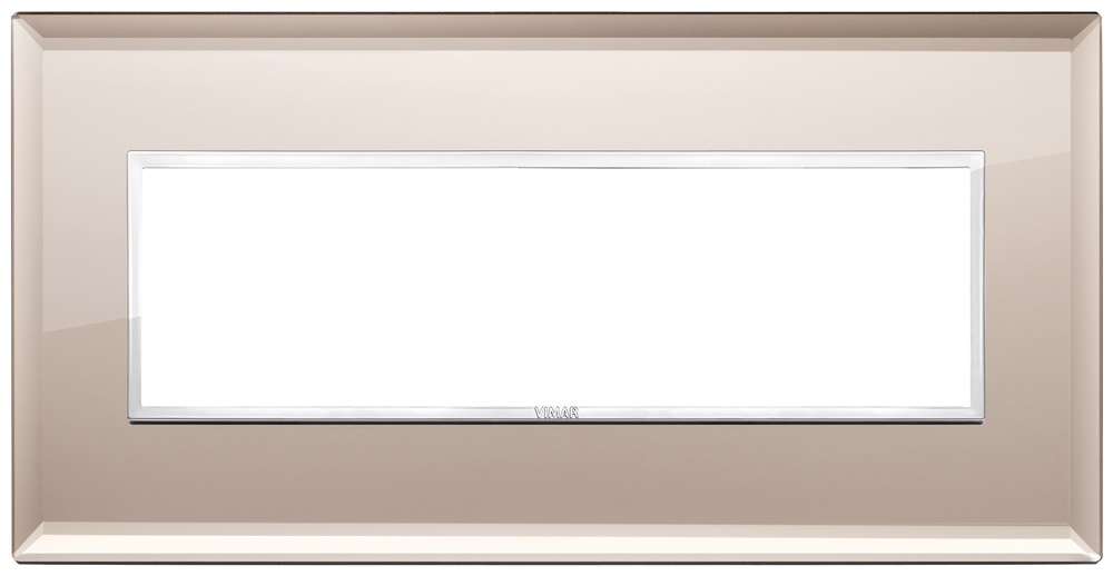 Placca 7 moduli cristallo specchio bronzato design moderno per interruttori e prese
