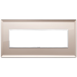 Placca 7 moduli cristallo specchio bronzato design moderno per interruttori e prese
