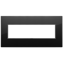 Placca 7 moduli cristallo nero totale diamante per impianti elettrici