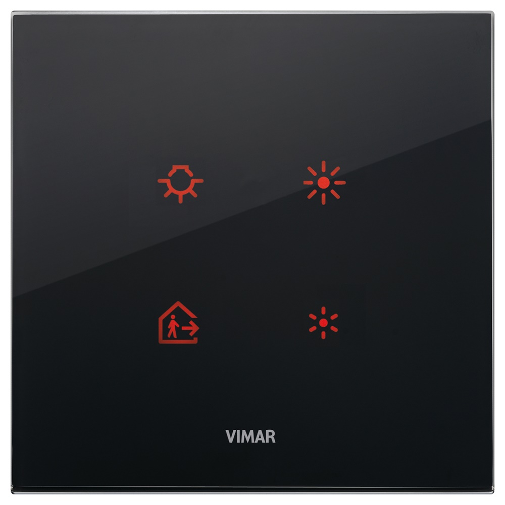 Placca elettronica 2 moduli cristallo nero diamante design moderno per interruttori