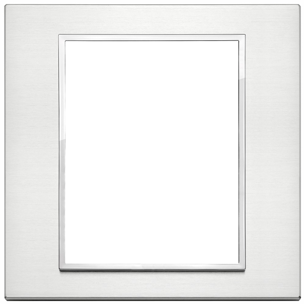 Placca 8 moduli alluminio brillante per installazioni elettriche interne