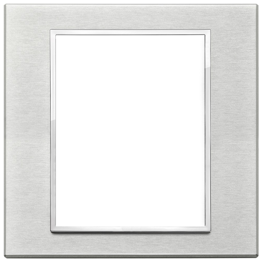 Placca 8 moduli alluminio anodizzato grigio Next per installazioni elettriche