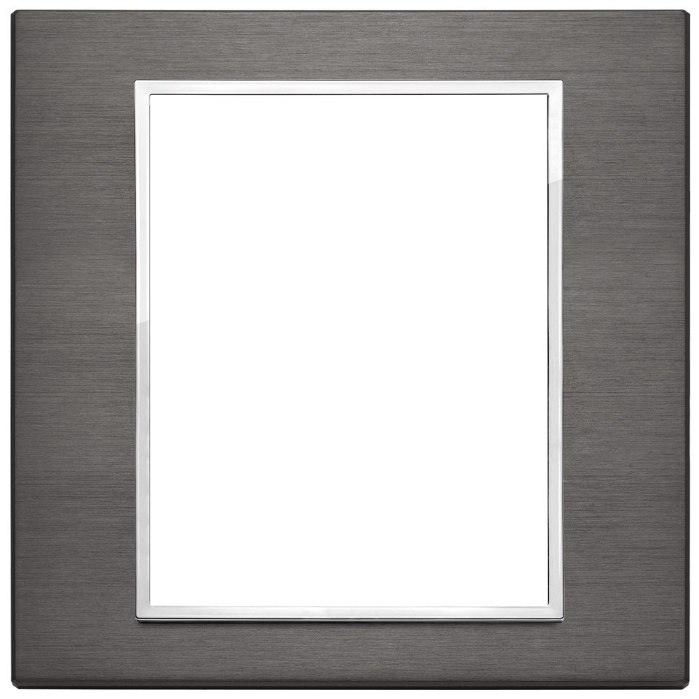 Placca 8 moduli alluminio anodizzato grigio lava per installazioni elettriche