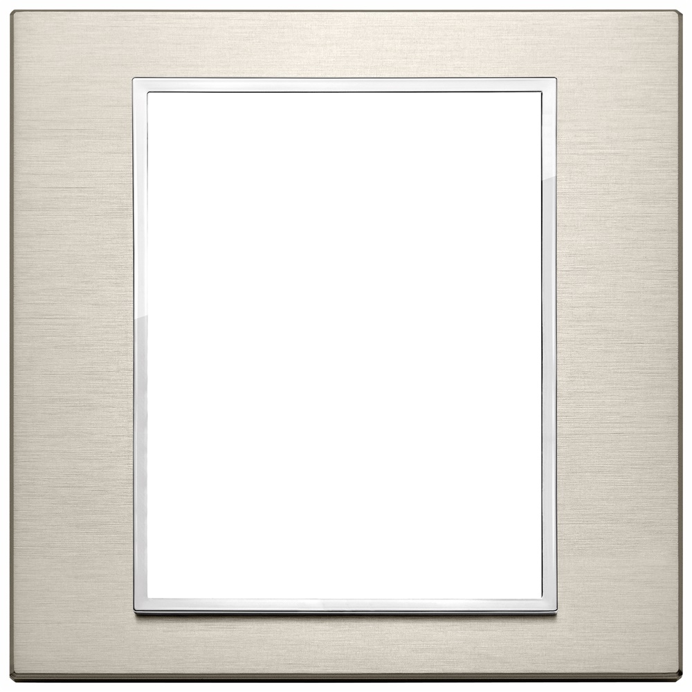 Placca 8 moduli alluminio anodizzato bronzo chiaro per impianti elettrici