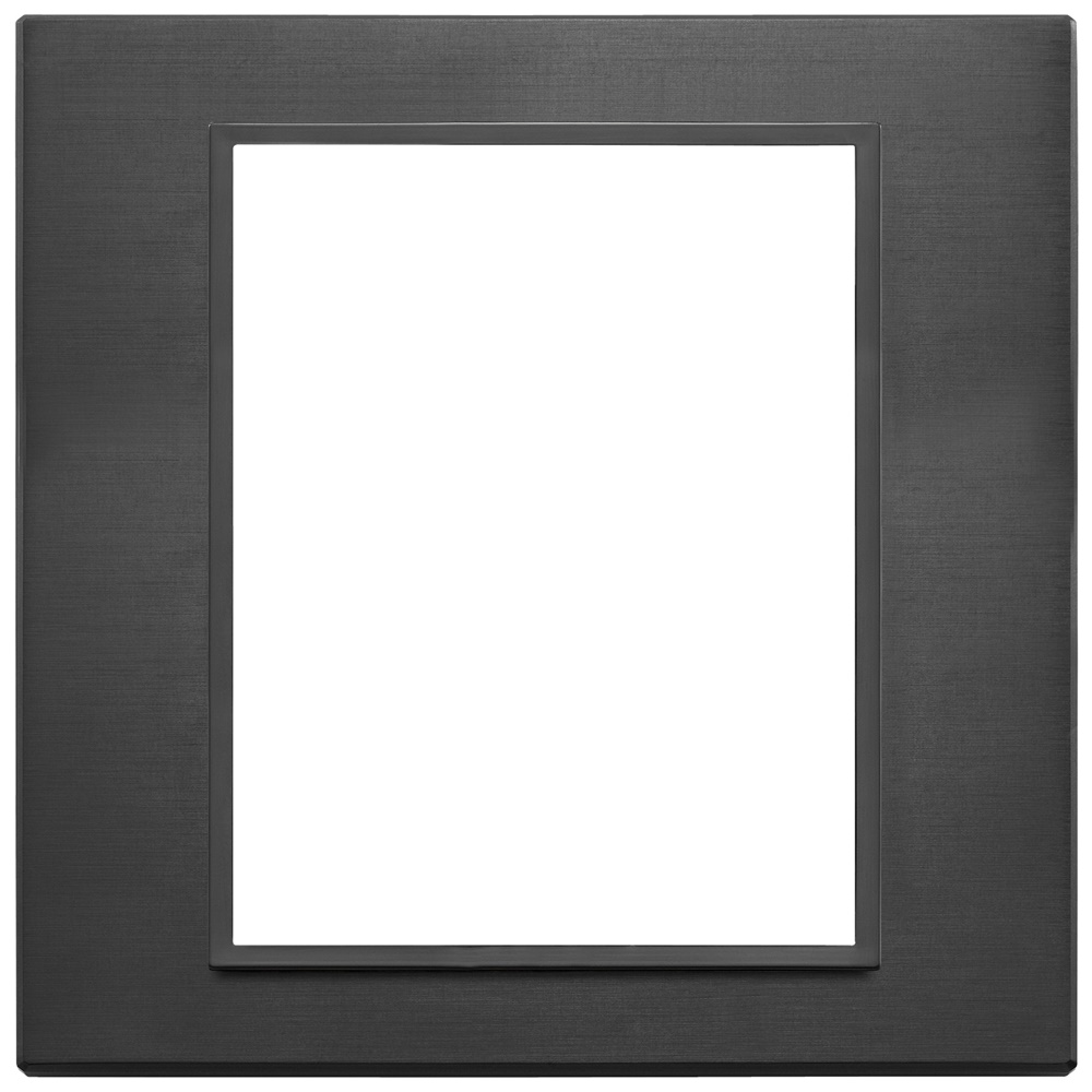 Placca 8 moduli alluminio nero totale per installazioni elettriche