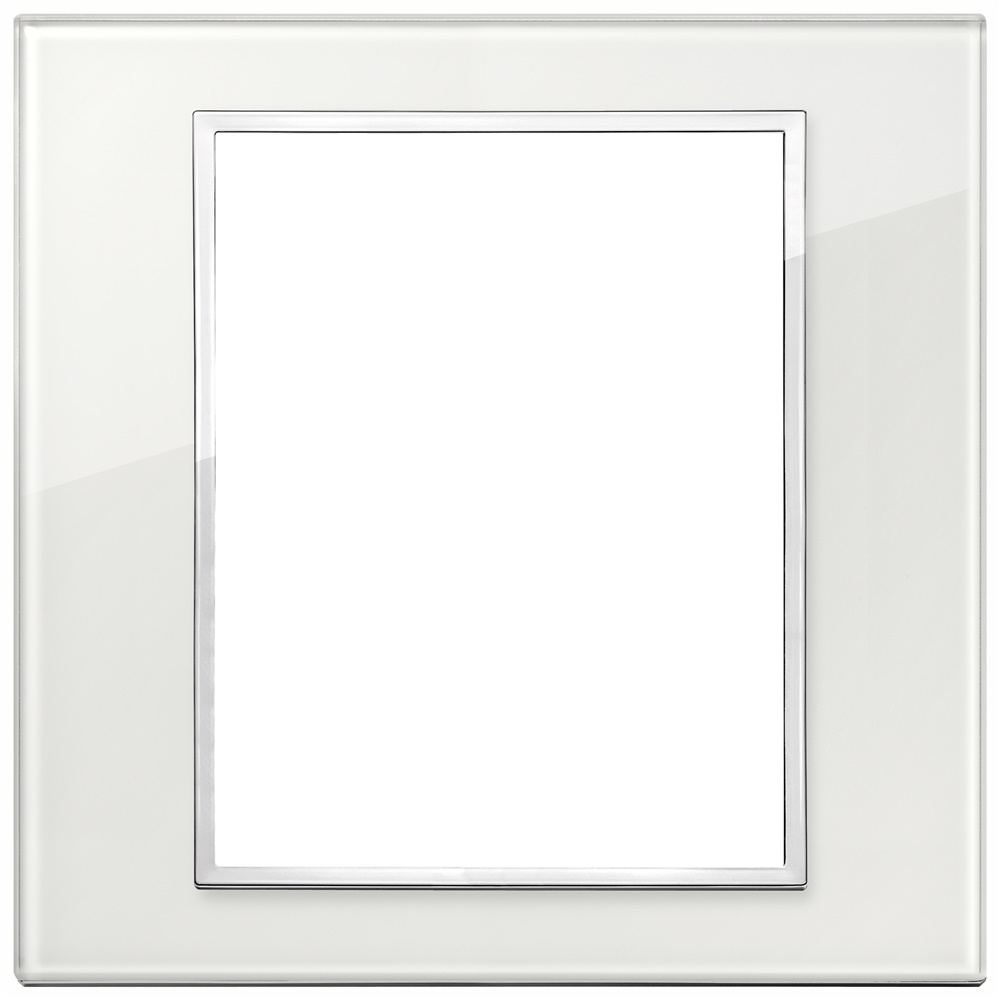 Placca 8 moduli cristallo bianco diamante per installazioni elettriche