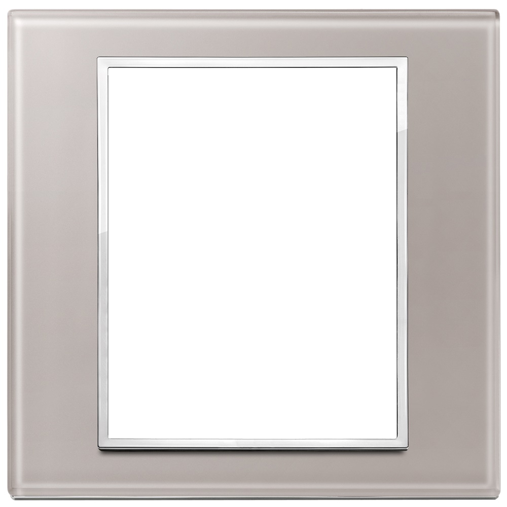 Placca 8 moduli cristallo grigio perla per installazioni elettriche