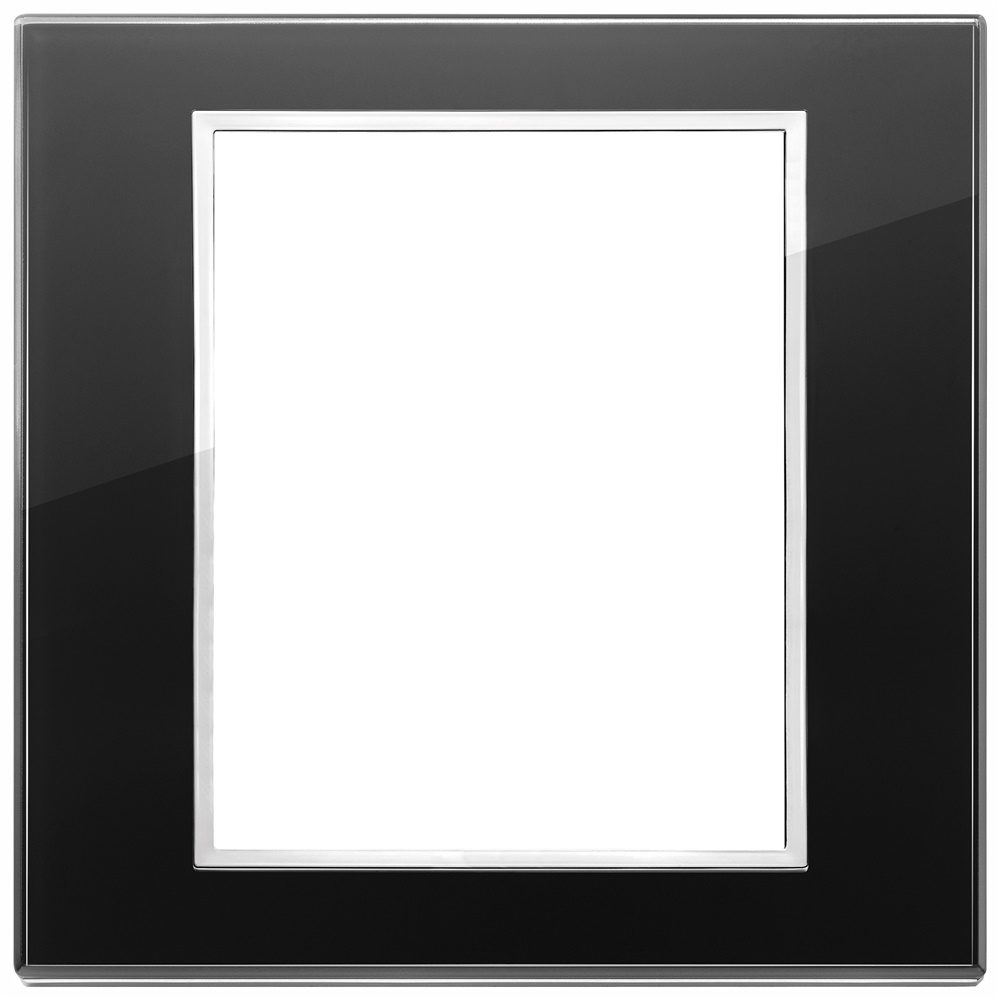 Placca 8 moduli cristallo nero diamante per installazioni elettriche moderne