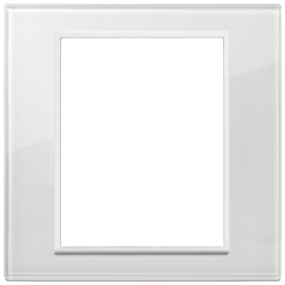 Placca 8 moduli cristallo bianco totale diamante per installazioni elettriche