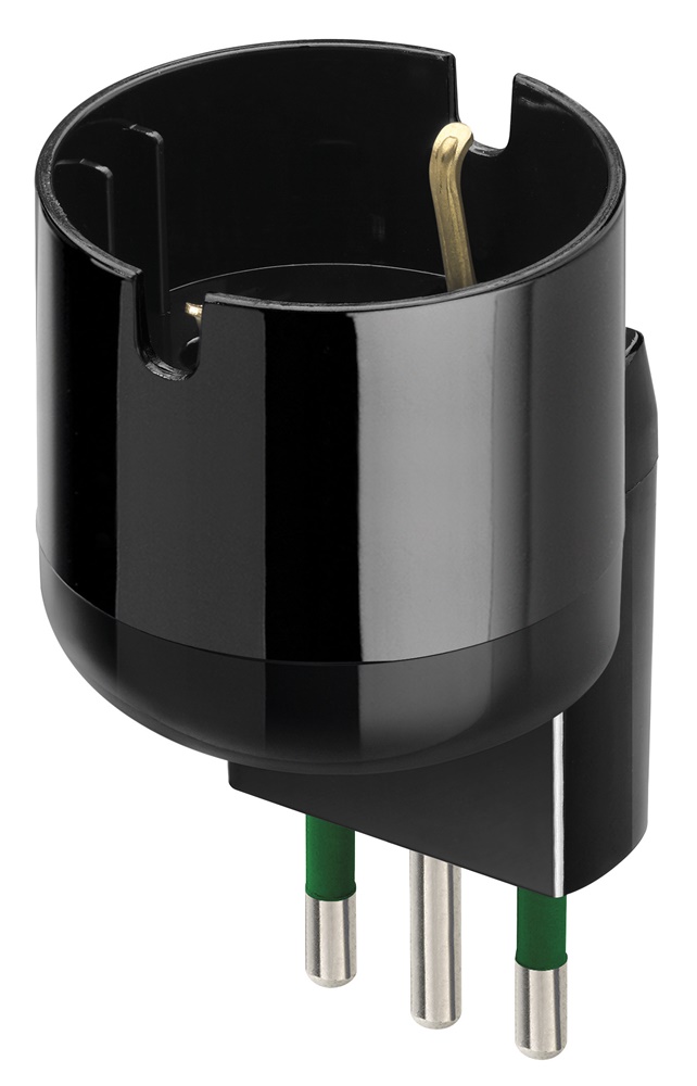Adattatore S11 P30 nero 250V 1500W spina 2P+T 10A presa 2P+T 16A standard italiano